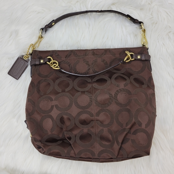 Coach 14146 brown monogram shoulder hobo brown bag - Picture 2 of 11